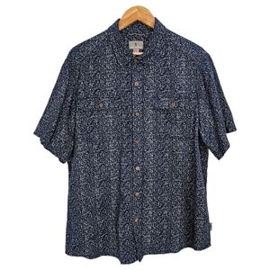Royal Robbins Cool Mesh Shirt Mens Eclipse Print Blue Size Large Relaxed Fit